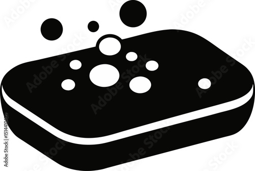 Soap Bar With Bubbles Silhouette Vector Illustration