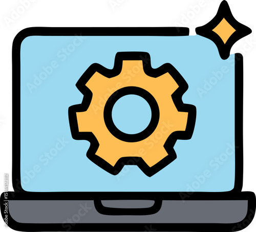 Computer maintenance icon, perfect for tech blogs or eCommerce websites.