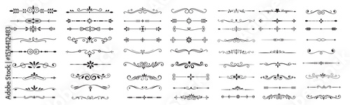 Elegant decorative dividers, ornate line separators, vintage flourish designs, whimsical borders, and charming embellishments for creative projects vector
