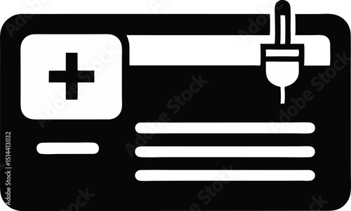 Vaccine Card Icon Silhouette Vector Illustration 