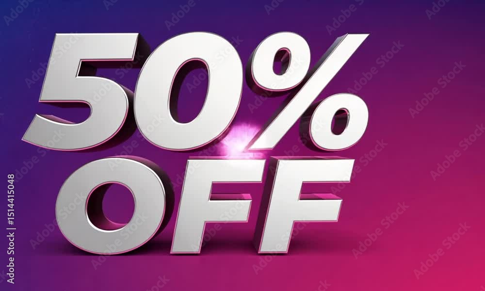 Red 3D rendering of a 50 percent off sale sign, a new business promotion for price reduction Red 3D rendering of a 50 percent off sale sign, a new business promotion for price reduction