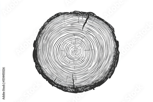 Detailed illustration of a tree trunk cross-section.