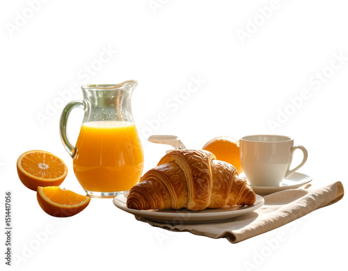  Fresh Orange Juice on a Sunny Breakfast Table