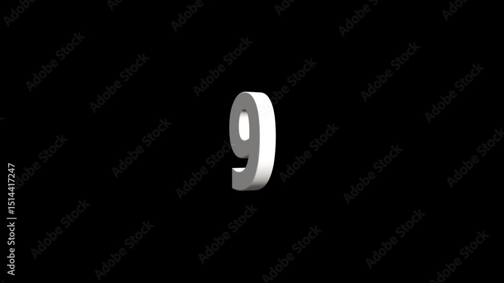 3D Shiny metallic countdown sequence with rotating numbers . white color countdown timer animation and black background . 3D Shiny metallic countdown sequence with rotating numbers . white color countdown timer animation and black background .