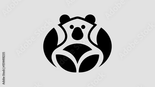 Regal Bear Silhouette Broad Shoulders with Defined Claws and Snout Curve