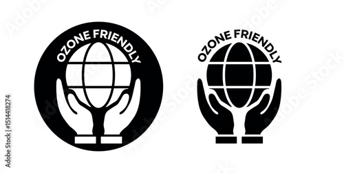 Ozone Friendly Label with Globe and Hands – Circular Eco Logo Design