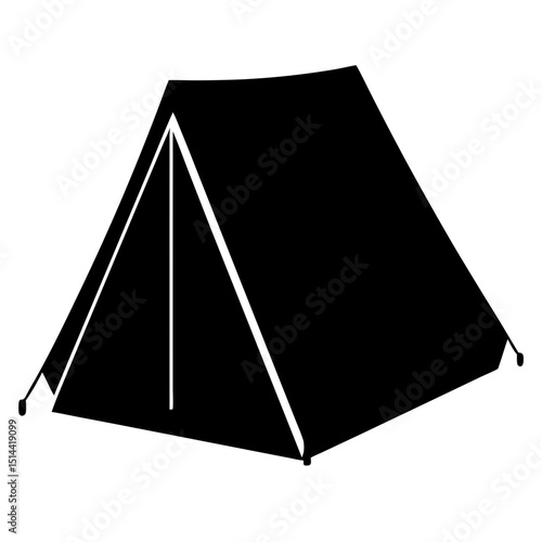 Camping tent silhouette vector, Camper trailer icon, camping tent symbol. Vector illustration