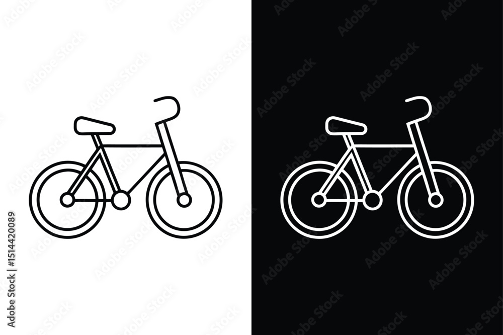 Fototapeta premium Bicycle Vector. Cycling line Icon Isolated on Black and White BG