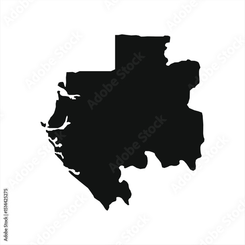Black Layout of Gabon on White Background