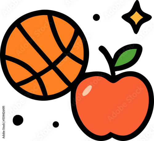 Healthy lifestyle icon with healthy food serving fresh produce, healthy food and mindful nutrition for a balanced and energetic life, fresh food, mindful nutrition, health, wellness, healthy recipes