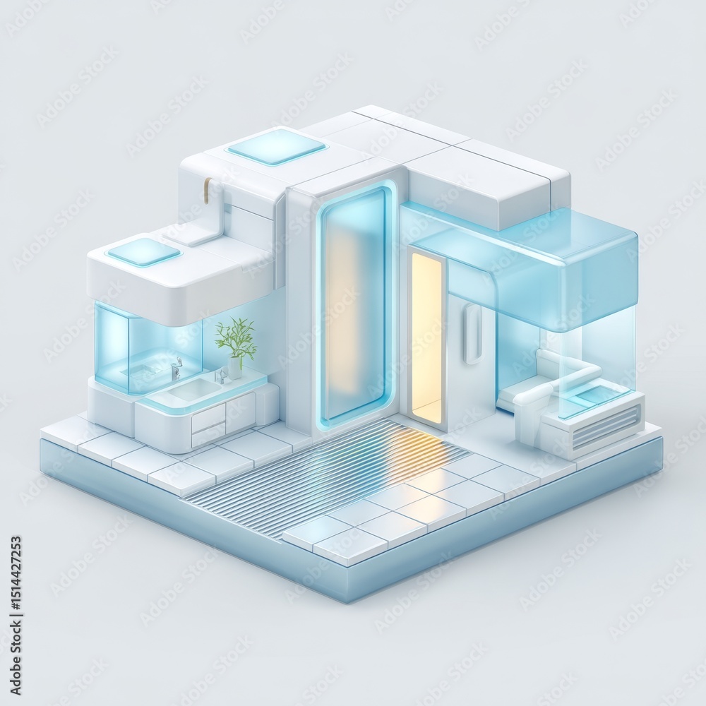 Fototapeta premium Futuristic Quokka Lab in Isometric 3D Render