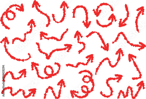 手描きの赤い矢印のアイコンセット