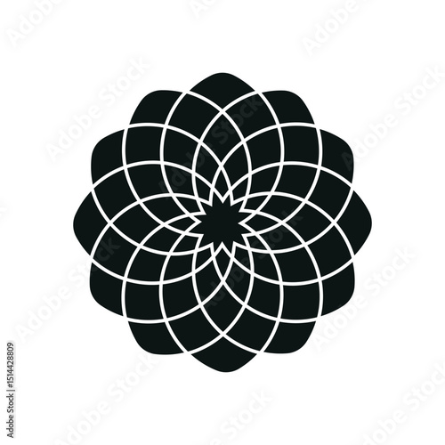 black and white vector illustration of a flower