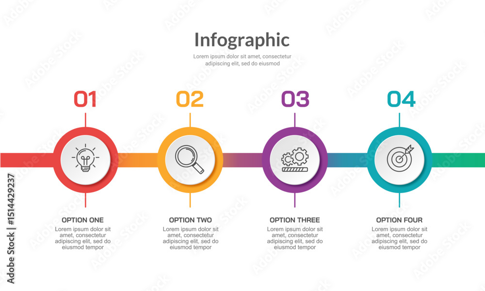 Fototapeta premium Circle infographics 7 steps to success. Presentation, Plan, Timeline and Milestone. Vector Illustration.