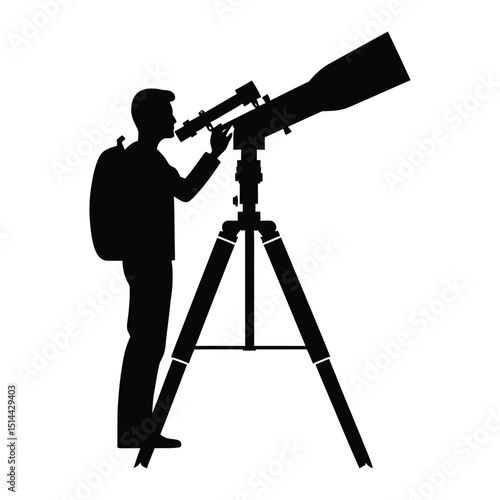 Telescope silhouette vector art, icon, and graphic illustration
