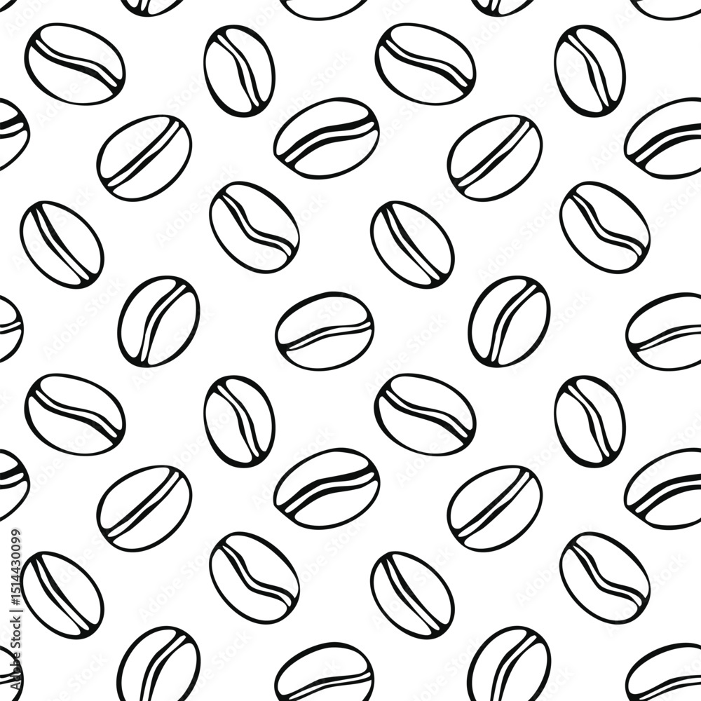 Black and white pattern of coffee beans. The pattern is made up of many small circles Black and white pattern of coffee beans. The pattern is made up of many small circles