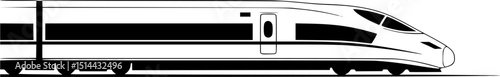 high-speed train, modern transportation, streamlined design, sleek black and white silhouette, minimalist illustration

