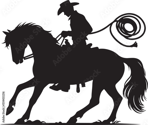  Horse and rider silhouette image vector illustration art.