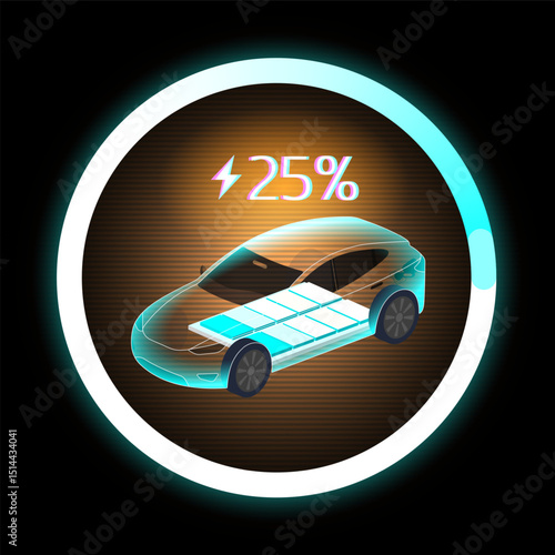 EV Charging 25 Percent Battery Power Display
