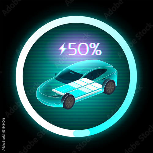 EV Charging 50 Percent Battery Power Display