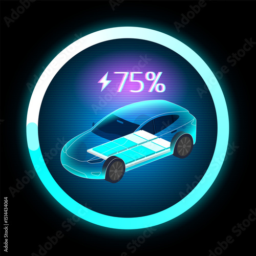 EV Charging 75 Percent Battery Power Display