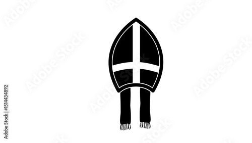 Bishop Hat symbol, black isolated silhouette