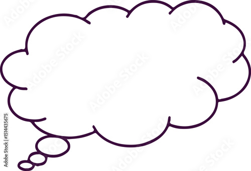 A simple dark purple thought bubble outline, perfect for highlighting ideas or creative thinking.	

