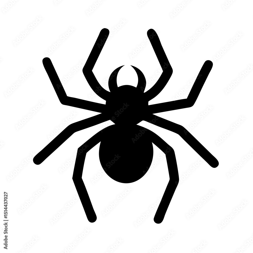 Obraz premium Minimal Black Spider Icon – Vector Symbol for Gothic and Horror UI