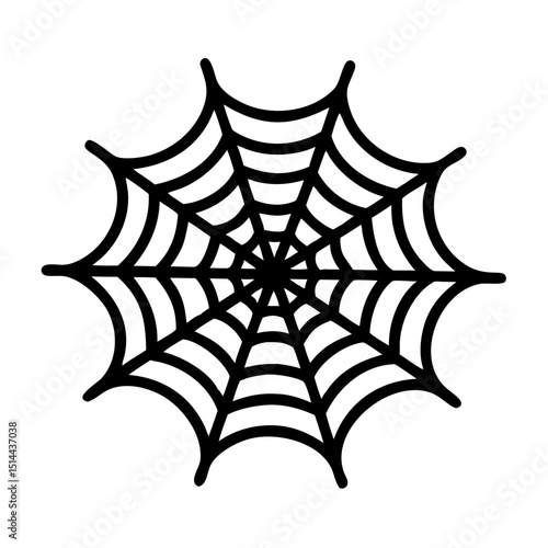 Black Spider Web Vector Icon – Symmetrical Gothic UI Element

