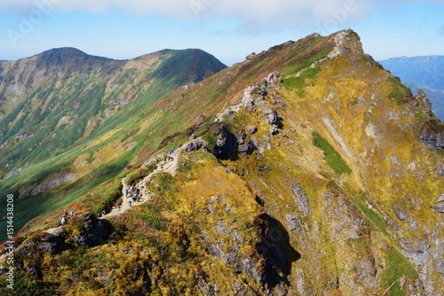 Mountain trails on Mt. Tanigawa during autumn foliage season