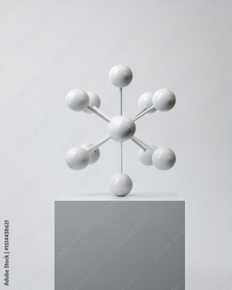 Obraz premium Minimalist molecular model of science
