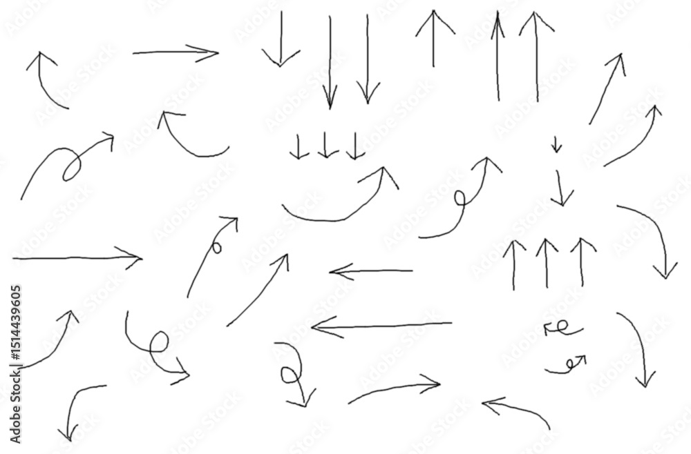 Doodle grunge arrow vector set isolated on white. Arrow paint icons. Doodle grunge arrow vector set isolated on white. Arrow paint icons.
