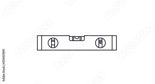 Blue Spirit Level Detailed Technical Outline on transparent Background a Tool for Precision Measurement and Carpentry Instrument in Minimalist Line Art Style