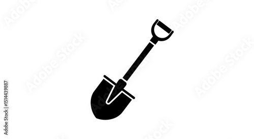 Isolated Shovel Black Silhouette on White Background Farm Implement for Digging Gardening Tool Simple Agriculture Equipment