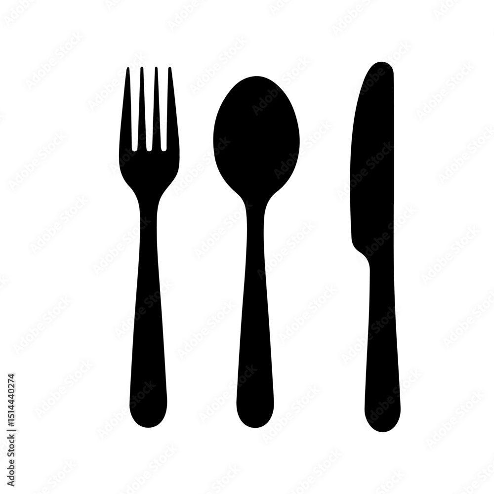 Spoon And Fork With Knife silhouette vector flat illustration design. Spoon And Fork With Knife silhouette vector flat illustration design.