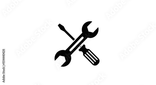 Silhouetted Wrench and Screwdriver Crossed on transparent Backdrop Depicting Tools For Repair Maintenance and Mechanical Work