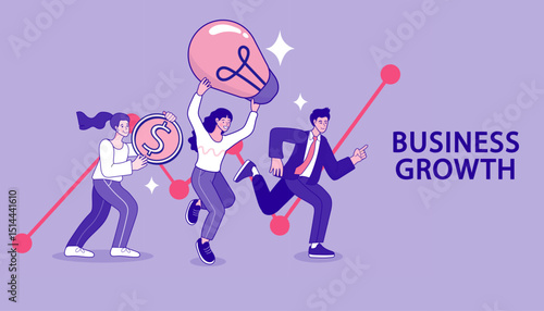 A businessman holding a briefcase while running up a red arrow graph, symbolizing financial growth and upward business momentum.