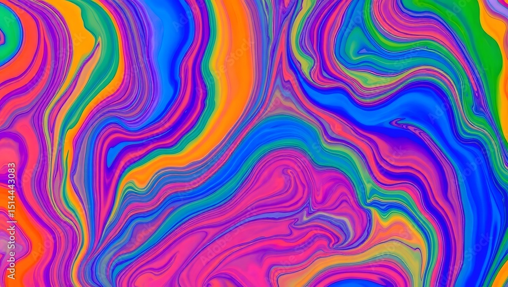 Fototapeta premium Vibrant Rainbow Swirl Abstract Painting Colorful Marble Texture Background