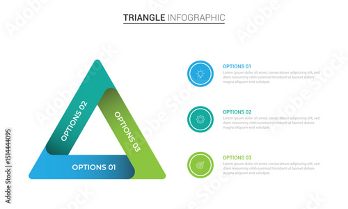 Business triangle diagram infographic design 3 steps on white background