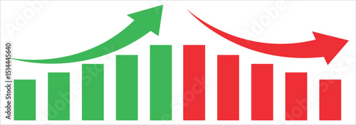Graph icon set Graph icon . Growing bar graph increase and decrease flat icon isolated on a white background. 