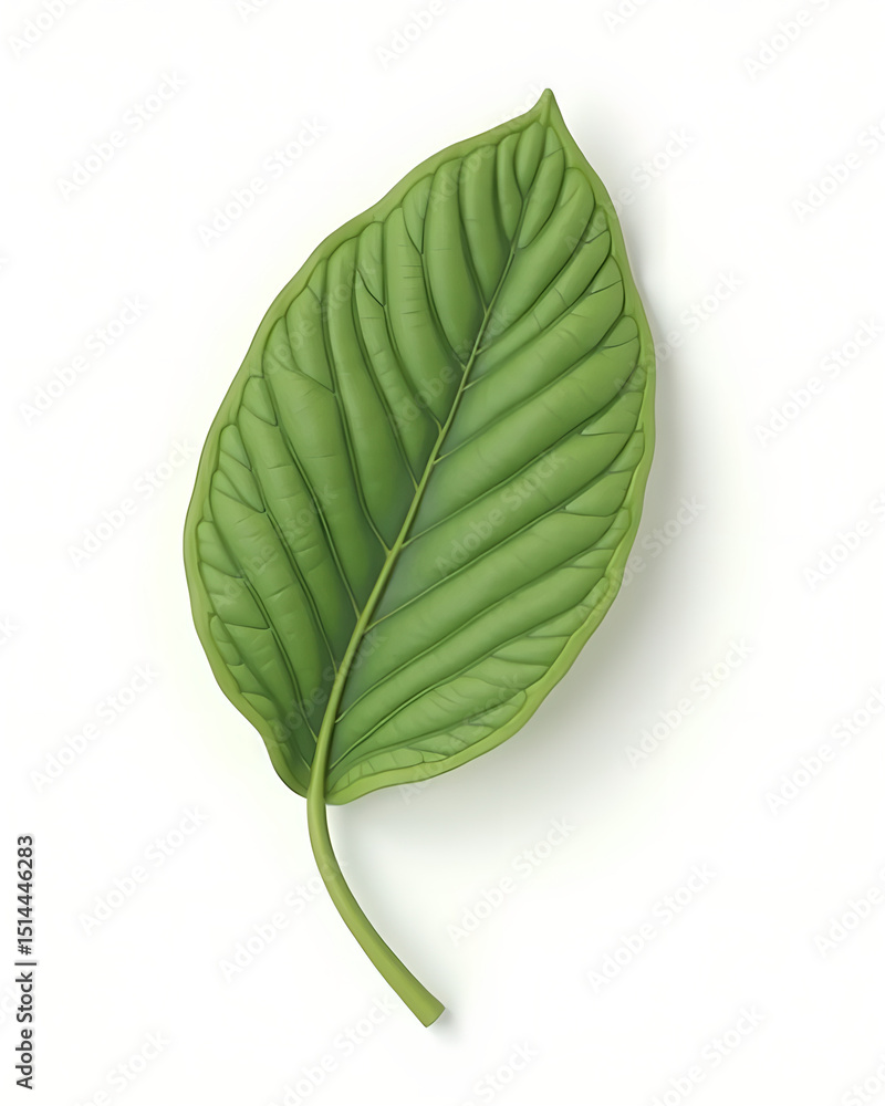 Fototapeta premium Minimalist Green Leaf Isolated on White – Natural Eco Concept
