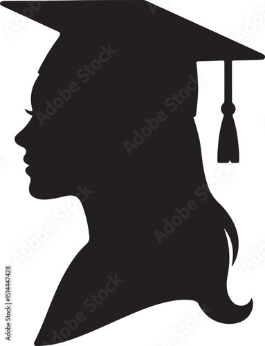 silhouette design of female graduate student vector art illustration.