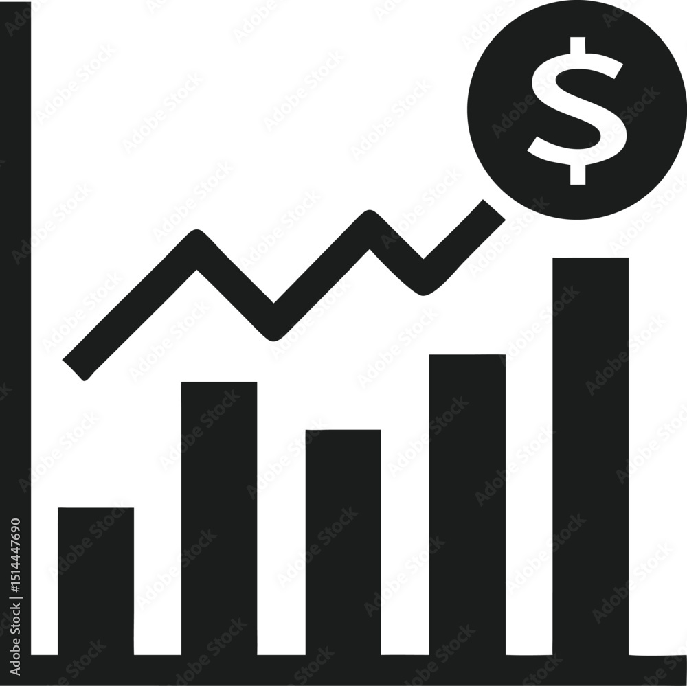 Data visualization financial growth vector silhouette illustrating business success Data visualization financial growth vector silhouette illustrating business success