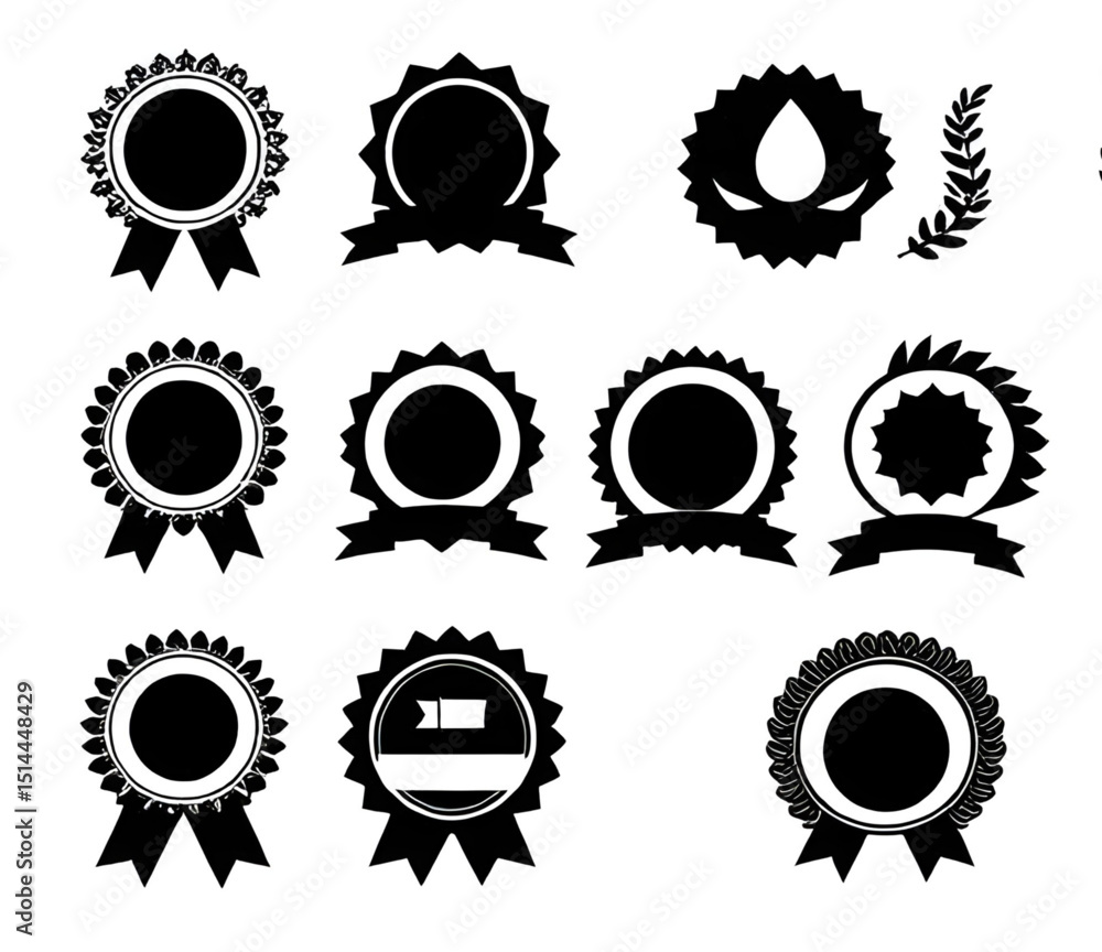 Fototapeta premium Medal silhouette, Award silhouette, Medal icon, Silhouette medal icon, Victory medal silhouette, Flat medal, Medal outline, Black medal icon, Prize silhouette, Champion medal silhouette, Medal vector,