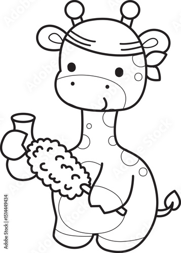 Outline of Cute giraffe animals with various activities.
Lineart of Funny sticker of Giraffe animal kids.