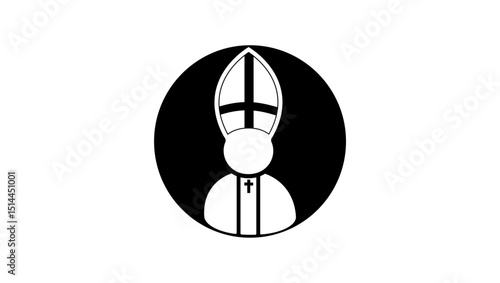 catholic Church bishop symbol, black isolated silhouette