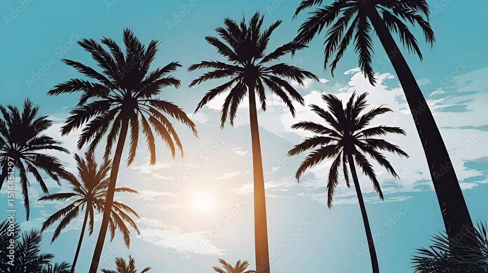 Obraz premium palm trees at sunset