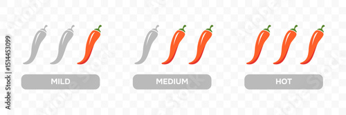 Pepper level. Hot spicy food Indicator of rating. Vector illustration
