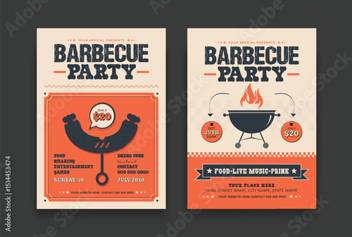 Retro BBQ Sunday Party Flyer Template