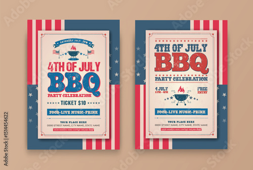 4th of July BBQ Party Flyer Template